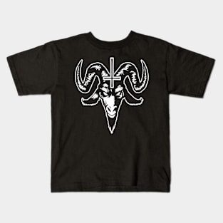 Satanic Goat Head with Cross (white) Kids T-Shirt